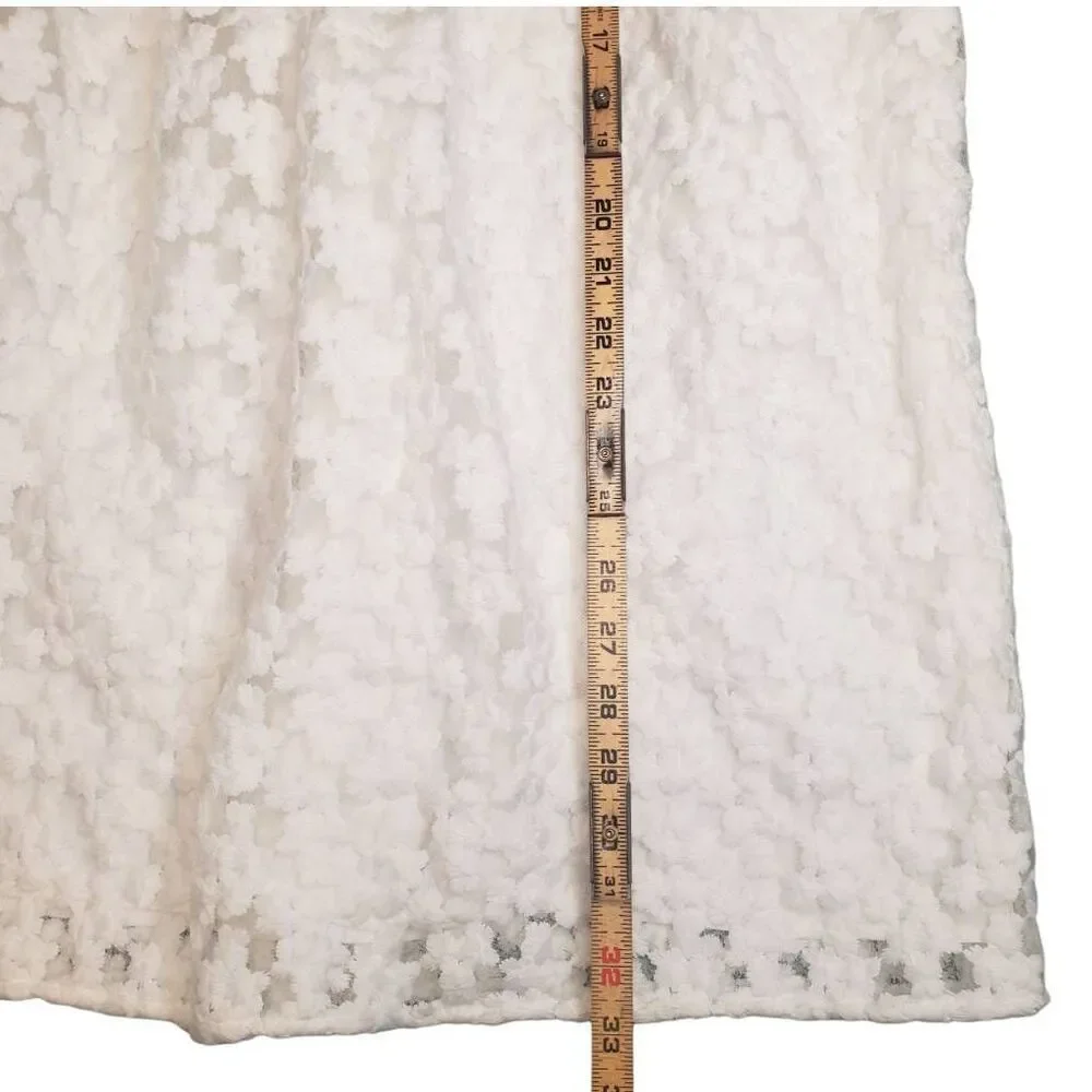 Zara Flower Lace Textured Long Sleeve Babydoll Mini Dress Size M